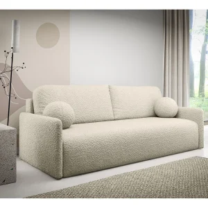 3-zits slaapbank – in beige bouclé – GLOVE 3-zits slaapbank – in beige bouclé – GLOVE
