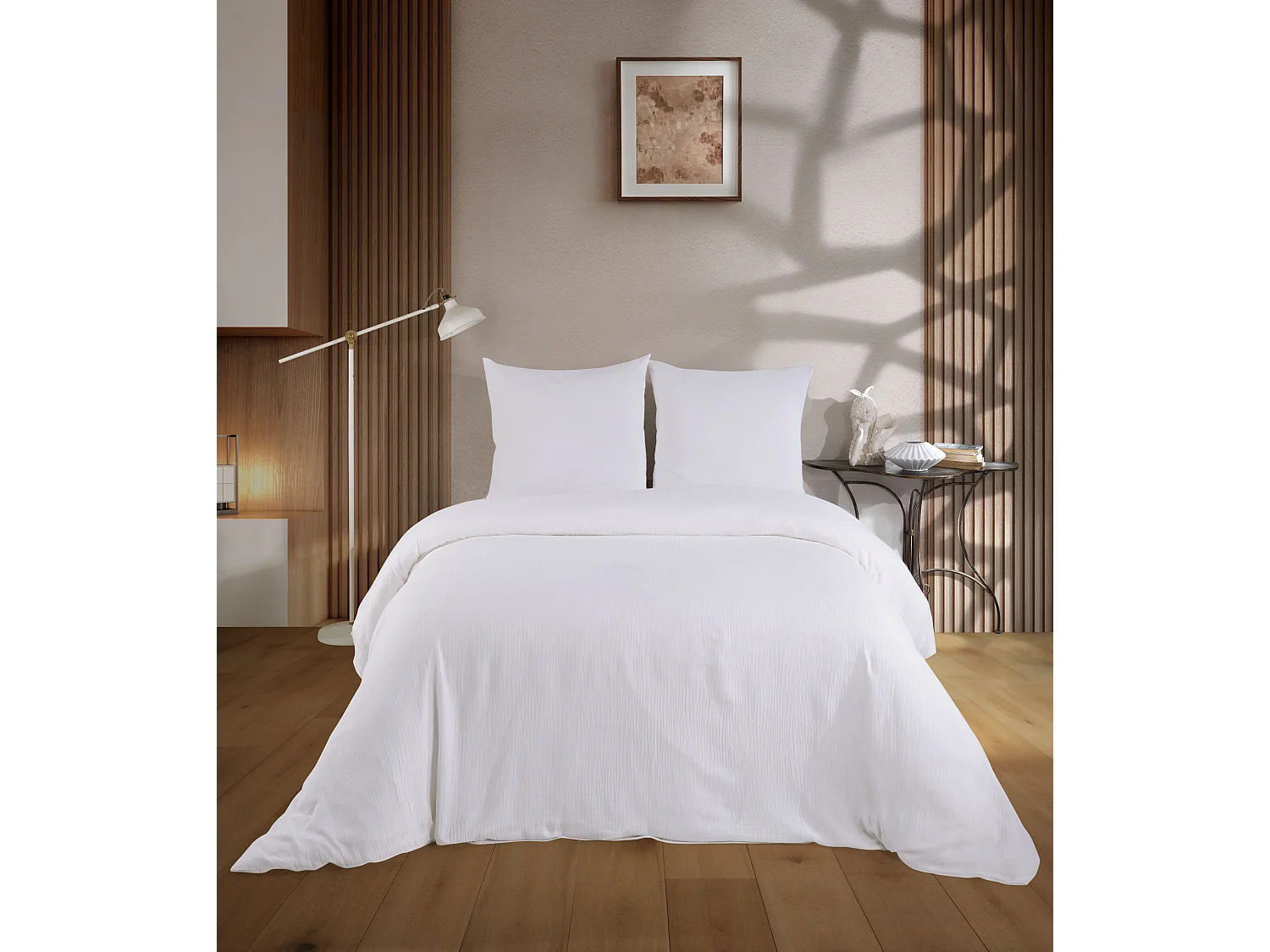 2 persoons beddengoed 240x220 cm+2 kussenslopen 65x65 cm in katoen gaas mousseline