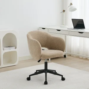 Bureaustoel van beige stof met textuur – ACACILIO