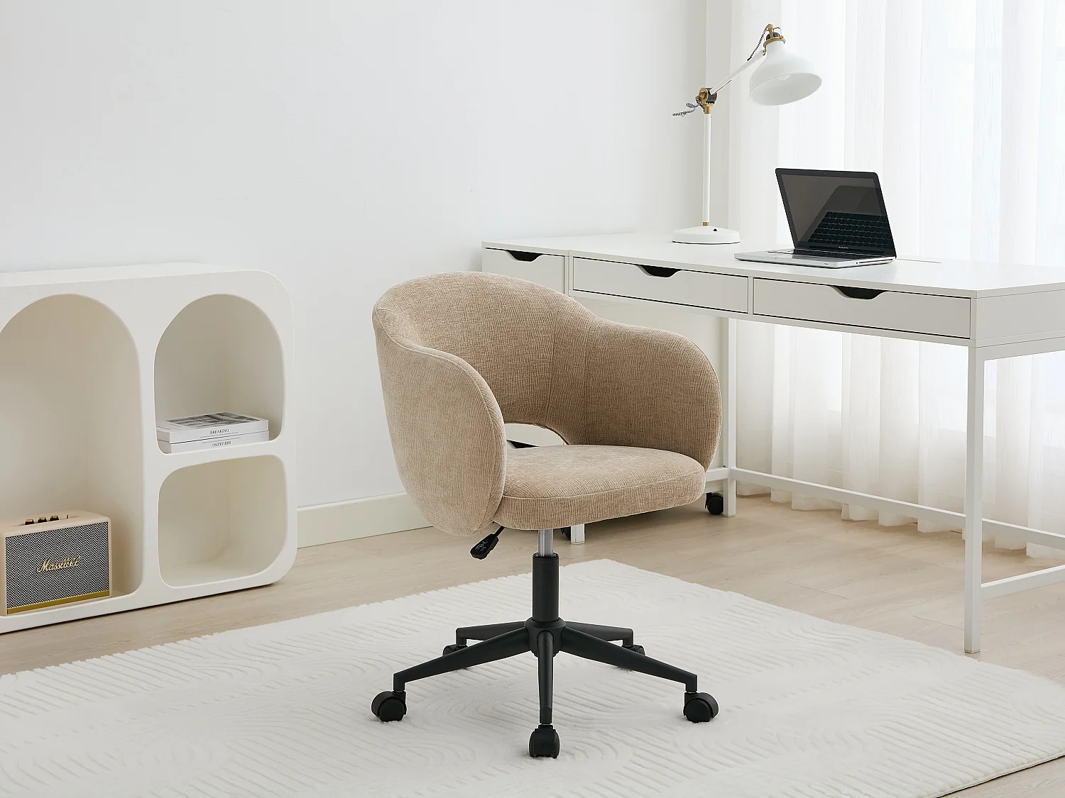 Bureaustoel van beige stof met textuur - ACACILIO