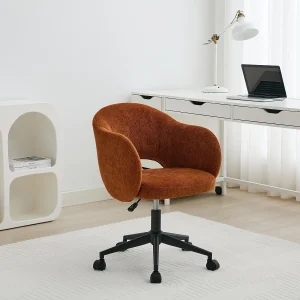 Bureaustoel van terracottakleurige stof met textuur – ACACILIO Bureaustoel van terracottakleurige stof met textuur – ACACILIO