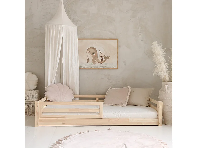 90x190 Myléna Houten bed met bedhek en lattenbodem inclusief poten 1 cm