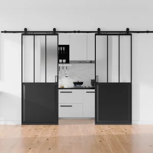 Dubbele schuifdeur in atelierstijl met wandbevestiging 2 x H205 x L63 cm, ARTISTO II Dubbele schuifdeur in atelierstijl met wandbevestiging 2 x H205 x L63 cm, ARTISTO II