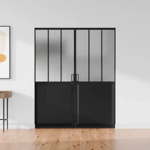 Dubbele schuifdeur met klamplaagsysteem matglas 2 x H205 x L63 cm, ARTISTO II Dubbele schuifdeur met klamplaagsysteem matglas 2 x H205 x L63 cm, ARTISTO II