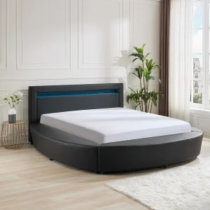 Bed 180 x 200 cm met ledverlichting van zwart kunstleer – ABULIS III Bed 180 x 200 cm met ledverlichting van zwart kunstleer – ABULIS III