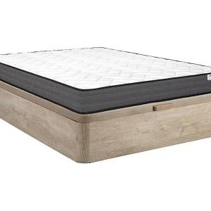 Set 120 x 200 cm bedbodem met opbergruimte, licht naturel + matras met pocketveren – AMBRACIE van YSMÉE