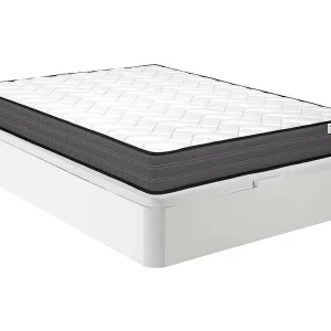 Set 120 x 200 cm bedbodem met opbergruimte, wit + matras met pocketveren – AMBRACIE van YSMÉE