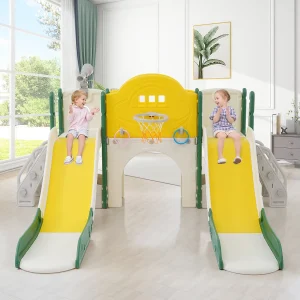 8 in 1 Kinderspeelplaats met Glijbaan, Klimwand, Boorgatset, Groen 8 in 1 Kinderspeelplaats met Glijbaan, Klimwand, Boorgatset, Groen