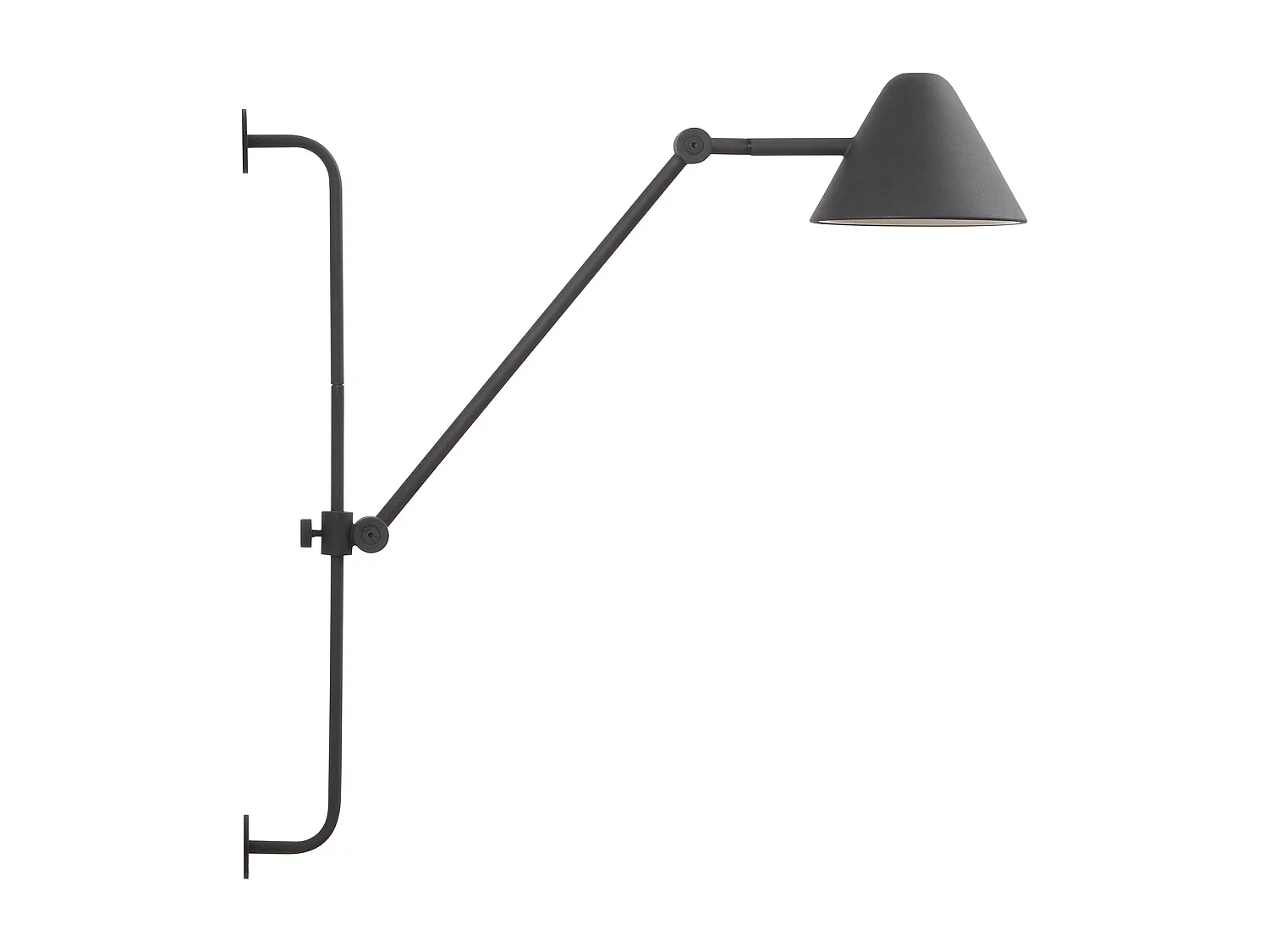 ARM moderne stijl wandlamp - Hoogte 60 cm - 5W COB LED - 728lm en 3000k - 2 meter kabel - 330º en 180º graden, aan&uit - ip20 - staal en zwart