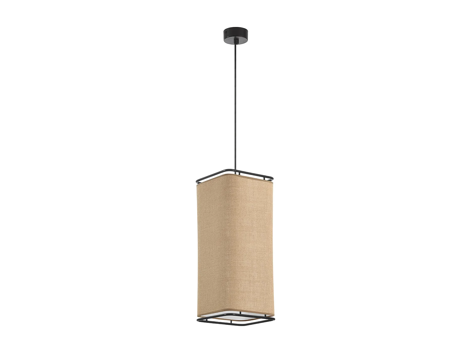 AKIRO plafondlamp moderne stijl - Breedte 20 x H 130 cm max - lampenkap H 47 cm - E27 15W - IP20 - Staal en linnen - zak