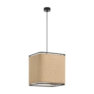 AKIRO plafondlamp moderne stijl – Breedte 35 x H 130 cm max – lampenkap H 36 cm – E27 15W – IP20 – zwart – Staal en linnen – zak AKIRO plafondlamp moderne stijl – Breedte 35 x H 130 cm max – lampenkap H 36 cm – E27 15W – IP20 – zwart – Staal en linnen – zak