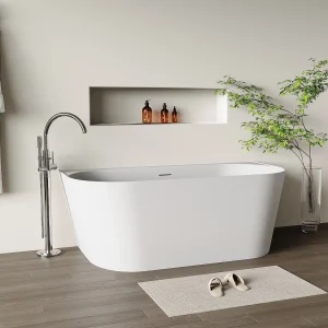Half losstaand bad – 230L – 160 x 75 x 58cm – Mat wit – Acryl – AMOBIA Half losstaand bad – 230L – 160 x 75 x 58cm – Mat wit – Acryl – AMOBIA