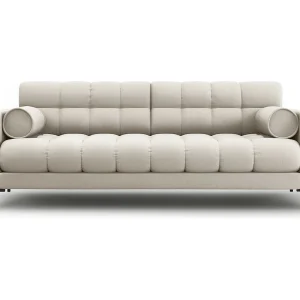 Bank "Bali" 4 zitplaatsen, Structurele stof, Beige – 217x92x75cm Bank "Bali" 4 zitplaatsen, Structurele stof, Beige – 217x92x75cm
