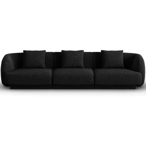 Bank "Tulum" 3 zitplaatsen, Chenille, Zwart – 255x90x70cm