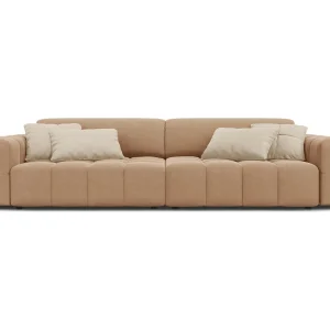 Bank "Luc" 4 zitplaatsen, Flueel, Donkerbeige – 244x102x70cm