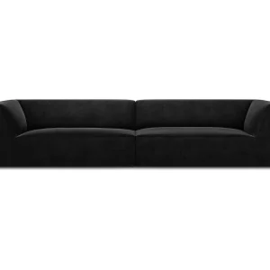 Bank "Charles" 4 zitplaatsen, Flueel, Zwart – 302x93x69cm Bank "Charles" 4 zitplaatsen, Flueel, Zwart – 302x93x69cm