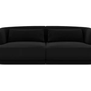 Bank "Tulum" 2 zitplaatsen, Flueel, Zwart – 180x90x70cm Bank "Tulum" 2 zitplaatsen, Flueel, Zwart – 180x90x70cm