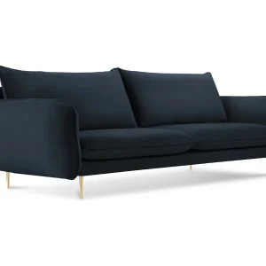 Bank "Vienna" 3 zitplaatsen, Flueel, Donkerblauw – 200x92x95cm Bank "Vienna" 3 zitplaatsen, Flueel, Donkerblauw – 200x92x95cm