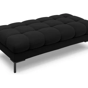 Bank "Bali" 2 zitplaatsen, Flueel, Zwart – 62x133x41cm
