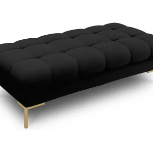 Bank "Bali" 2 zitplaatsen, Structurele stof, Zwart – 62x133x41cm