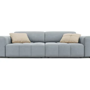 Bank "Luc" 3 zitplaatsen, Flueel, Lichtblauw – 204x102x70cm