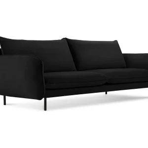 Bank "Vienna" 3 zitplaatsen, Flueel, Zwart – 200x92x95cm Bank "Vienna" 3 zitplaatsen, Flueel, Zwart – 200x92x95cm