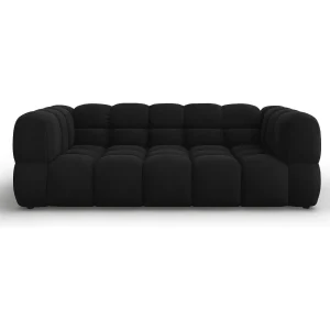 Cosmopolitan Design – Bank "Sky" 3 zitplaatsen, Flueel, Zwart – 214x102x75cm