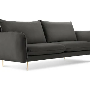 Bank "Vienna" 2 zitplaatsen, Flueel, Donkergrijs – 160x92x95cm Bank "Vienna" 2 zitplaatsen, Flueel, Donkergrijs – 160x92x95cm