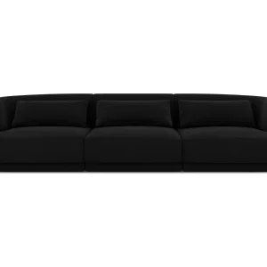 Bank "Tulum" 3 zitplaatsen, Flueel, Zwart – 255x90x70cm