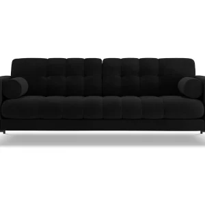 Bank "Bali" 4 zitplaatsen, Flueel, Zwart – 217x92x75cm Bank "Bali" 4 zitplaatsen, Flueel, Zwart – 217x92x75cm