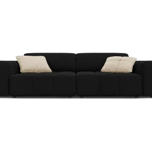Bank "Luc" 3 zitplaatsen, Flueel, Zwart – 204x102x70cm