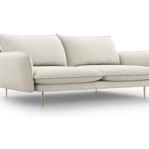 Bank "Vienna" 4 zitplaatsen, Structurele stof, Lichtbeige – 230x92x95cm