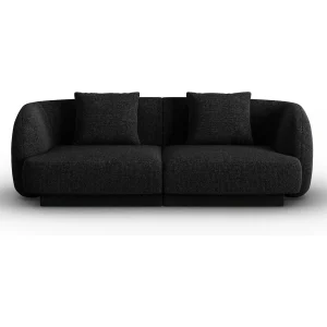 Bank "Tulum" 2 zitplaatsen, Chenille, Zwart – 180x90x70cm Bank "Tulum" 2 zitplaatsen, Chenille, Zwart – 180x90x70cm