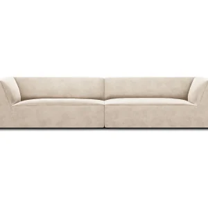 Bank "Charles" 4 zitplaatsen, Flueel, Lichtbeige – 302x93x69cm Bank "Charles" 4 zitplaatsen, Flueel, Lichtbeige – 302x93x69cm
