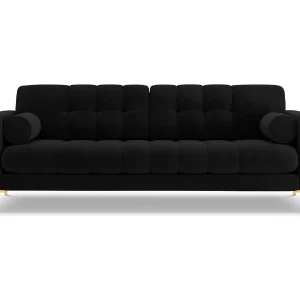 Bank "Bali" 4 zitplaatsen, Flueel, Zwart – 217x92x75cm Bank "Bali" 4 zitplaatsen, Flueel, Zwart – 217x92x75cm
