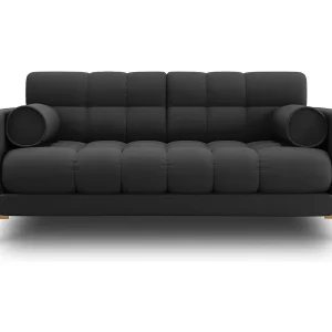 Bank "Bali" 2 zitplaatsen, Structurele stof, Donkergrijs – 152x92x75cm