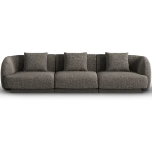 Bank "Tulum" 3 zitplaatsen, Chenille, Grijs – 255x90x70cm Bank "Tulum" 3 zitplaatsen, Chenille, Grijs – 255x90x70cm