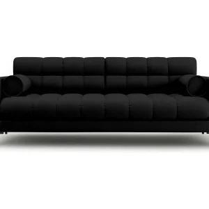 Bank "Bali" 3 zitplaatsen, Structurele stof, Zwart – 177x92x75cm Bank "Bali" 3 zitplaatsen, Structurele stof, Zwart – 177x92x75cm