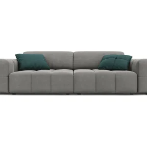 Bank "Luc" 3 zitplaatsen, Flueel, Lichtgrijs – 204x102x70cm