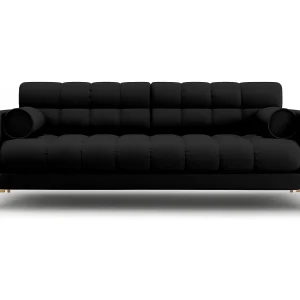 Bank "Bali" 4 zitplaatsen, Structurele stof, Zwart – 217x92x75cm Bank "Bali" 4 zitplaatsen, Structurele stof, Zwart – 217x92x75cm