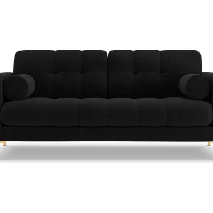 Bank "Bali" 2 zitplaatsen, Flueel, Zwart – 152x92x75cm