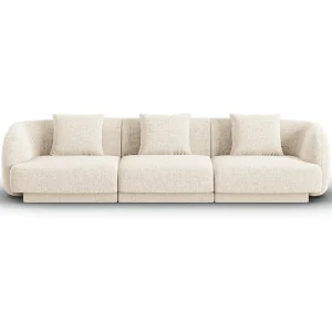 Bank "Tulum" 3 zitplaatsen, Chenille, Lichtbeige – 255x90x70cm