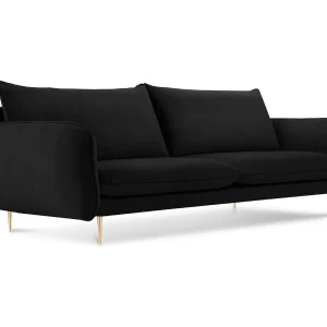 Bank "Vienna" 4 zitplaatsen, Flueel, Zwart – 230x92x95cm Bank "Vienna" 4 zitplaatsen, Flueel, Zwart – 230x92x95cm