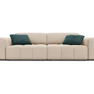 Bank "Luc" 3 zitplaatsen, Flueel, Lichtbeige – 204x102x70cm
