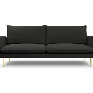Bank "Vienna" 4 zitplaatsen, Boucle, Zwart – 230x92x95cm