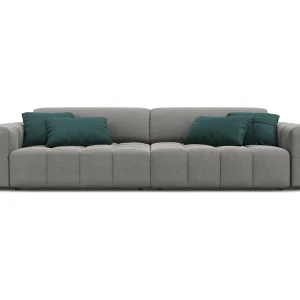 Bank "Luc" 4 zitplaatsen, Flueel, Lichtgrijs – 244x102x70cm