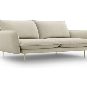 Bank "Vienna" 4 zitplaatsen, Structurele stof, Beige – 230x92x95cm Bank "Vienna" 4 zitplaatsen, Structurele stof, Beige – 230x92x95cm