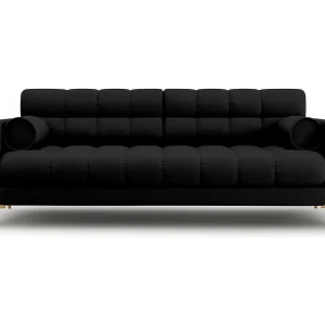 Bank "Bali" 3 zitplaatsen, Structurele stof, Zwart – 177x92x75cm Bank "Bali" 3 zitplaatsen, Structurele stof, Zwart – 177x92x75cm