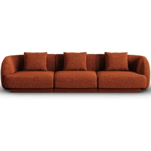 Bank "Tulum" 3 zitplaatsen, Chenille, Terracotta – 255x90x70cm