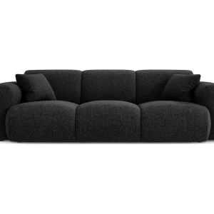 Bank "Nolio" 3 zitplaatsen, Chenille, Zwart – 235x95x72cm Bank "Nolio" 3 zitplaatsen, Chenille, Zwart – 235x95x72cm